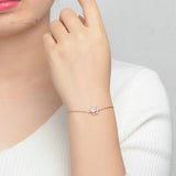 925 Silver Bear's Paw Rose Bracelet Resizable Women Romantic