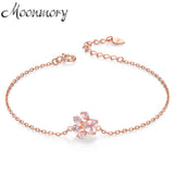 925 Silver Bear's Paw Rose Bracelet Resizable Women Romantic
