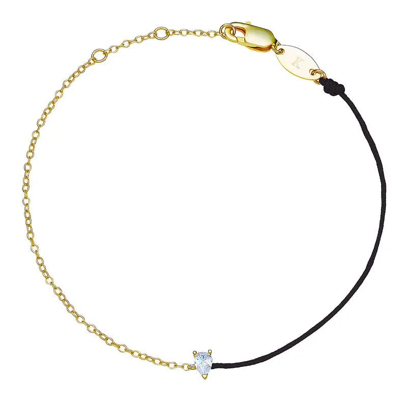 925 Silver CZ Crystal Bracelet Women Rope & Chain Water Drop Pop Jewelry