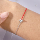 925 Silver CZ Crystal Bracelet Women Rope & Chain Water Drop Pop Jewelry