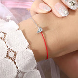 925 Silver CZ Crystal Bracelet Women Rope & Chain Water Drop Pop Jewelry
