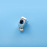 925 Sterling Silver You&Me Heart Lock Love Bead Bracelet Jewelry DIY