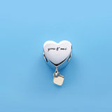925 Sterling Silver You&Me Heart Lock Love Bead Bracelet Jewelry DIY