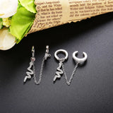 925 Silver Snake Piercing Earrings European Ear Cuff with Chain