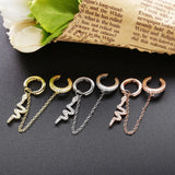 925 Silver Snake Piercing Earrings European Ear Cuff with Chain