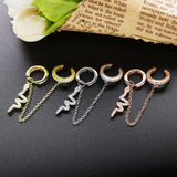 925 Silver Snake Piercing Earrings European Ear Cuff with Chain