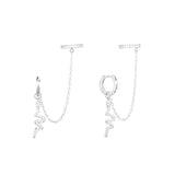 925 Silver Snake Piercing Earrings European Ear Cuff with Chain