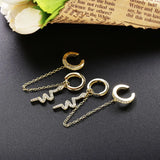 925 Silver Snake Piercing Earrings European Ear Cuff with Chain