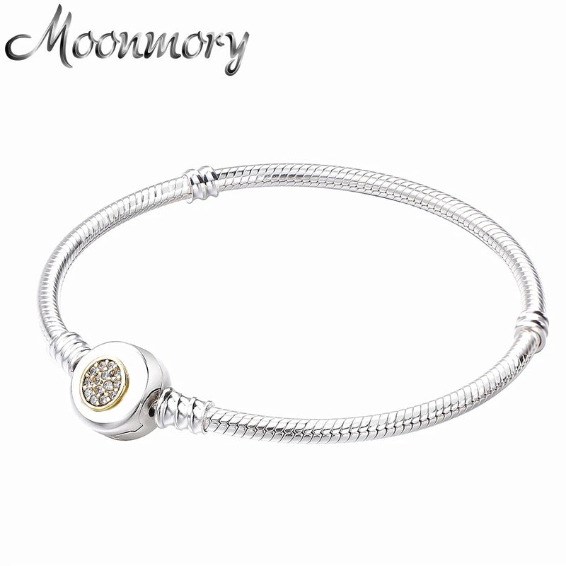 925 Silver Snake Chain Bracelet For Woman with Lock Clasp