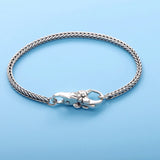 925 Silver Gray Bracelet Vintage Style Unisex Plum Buckle Bracelet