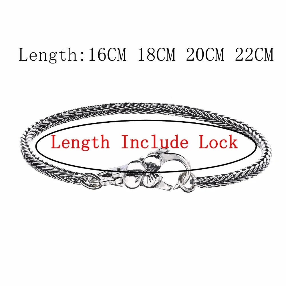 925 Silver Gray Bracelet Vintage Style Unisex Plum Buckle Bracelet