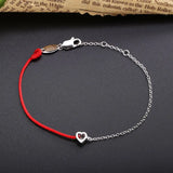Heart-shaped Redrope Silver Bracelet For Women
