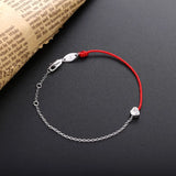 Heart-shaped Redrope Silver Bracelet For Women