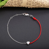 Heart-shaped Redrope Silver Bracelet For Women