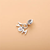 925 Silver Mom Dangle Charms with CZ for Bracelet&Bangle