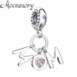 925 Silver Mom Dangle Charms with CZ for Bracelet&Bangle