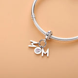 925 Silver Mom Dangle Charms with CZ for Bracelet&Bangle