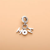 925 Silver Mom Dangle Charms with CZ for Bracelet&Bangle