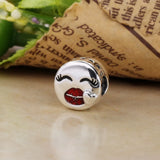 925 Sterling Silver Red Smile Charm For Bracelets Jewelry Making