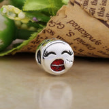 925 Sterling Silver Red Smile Charm For Bracelets Jewelry Making