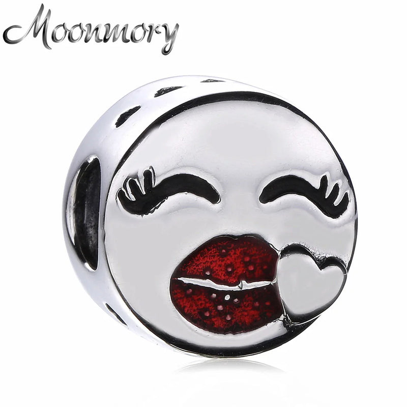 925 Sterling Silver Red Smile Charm For Bracelets Jewelry Making