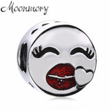 925 Sterling Silver Red Smile Charm For Bracelets Jewelry Making