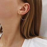 925 Sterling Silver Wedding Earring With Chain Jewelry Ear Cuff Brincos