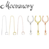 925 Sterling Silver Wedding Earring With Chain Jewelry Ear Cuff Brincos