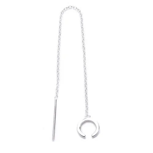 925 Sterling Silver Wedding Earring With Chain Jewelry Ear Cuff Brincos