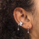 925 Sterling Silver Wedding Earring With Chain Jewelry Ear Cuff Brincos