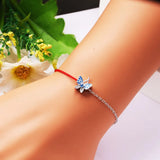 925 Sterling Silver Butterfly Bracelet Enamel Red String Christmas Gift