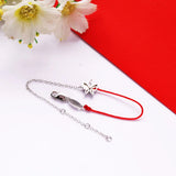925 Sterling Silver Butterfly Bracelet Enamel Red String Christmas Gift