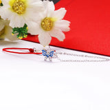 925 Sterling Silver Butterfly Bracelet Enamel Red String Christmas Gift