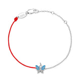 925 Sterling Silver Butterfly Bracelet Enamel Red String Christmas Gift