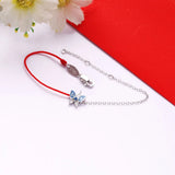 925 Sterling Silver Butterfly Bracelet Enamel Red String Christmas Gift