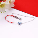 925 Sterling Silver Butterfly Bracelet Enamel Red String Christmas Gift