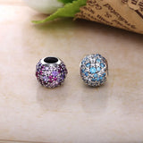 S925 Sterling Pave Lights Silver Charm Multi-Colored CZ Bracelet DIY Beads