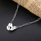 S925 Sterling Silver Handcuff Pendant Necklace For Women Menottes