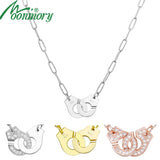 S925 Sterling Silver Handcuff Pendant Necklace For Women Menottes