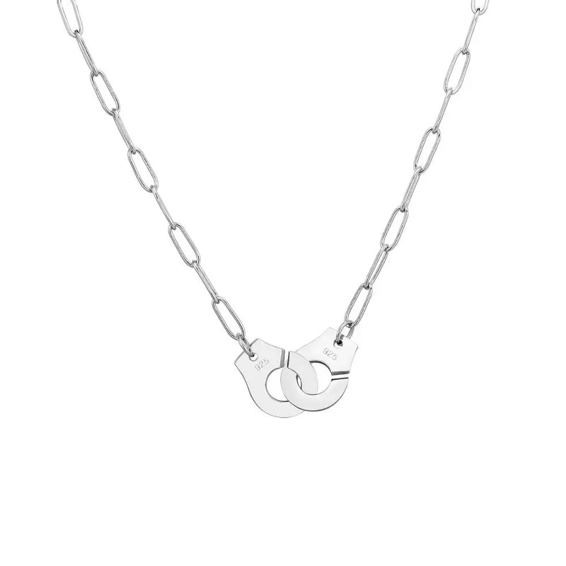 S925 Sterling Silver Handcuff Pendant Necklace For Women Menottes