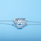 S925 Sterling Silver Tiger Chain Bracelet Animal Pendant