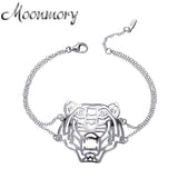S925 Sterling Silver Tiger Chain Bracelet Animal Pendant