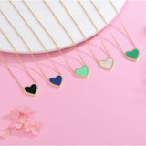 925 Silver Stone Heart Necklace Enamel Heart Pendant