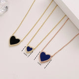 925 Silver Stone Heart Necklace Enamel Heart Pendant