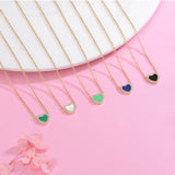 925 Silver Stone Heart Necklace Enamel Heart Pendant