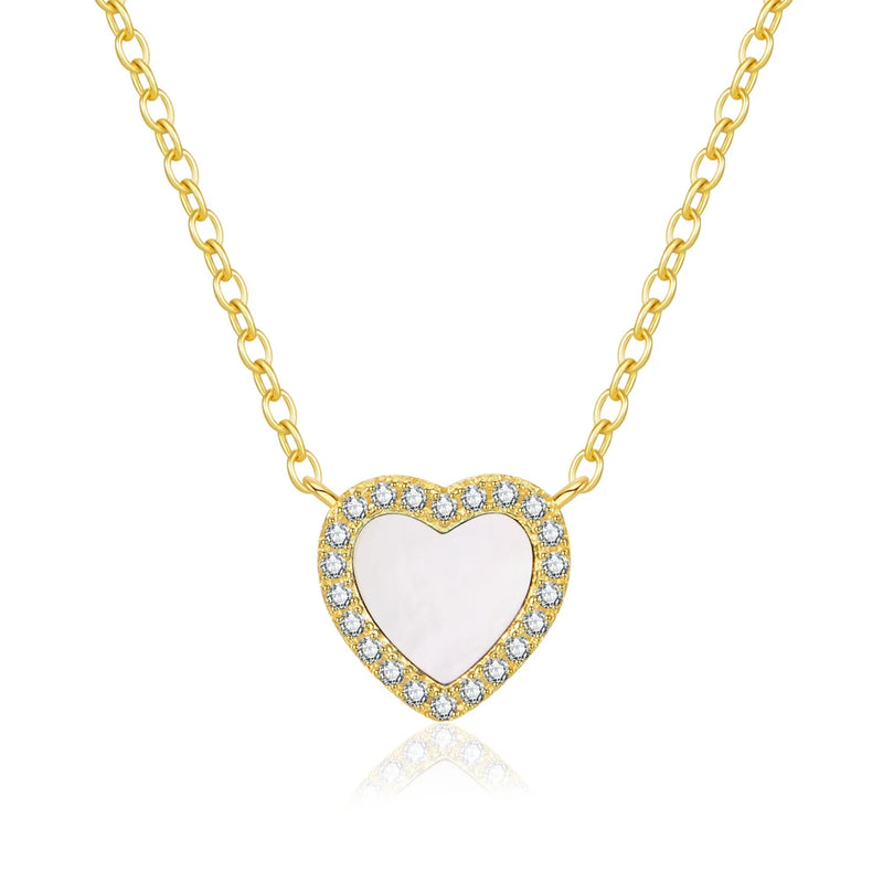 925 Silver Stone Heart Necklace Enamel Heart Pendant