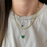 925 Silver Stone Heart Necklace Enamel Heart Pendant