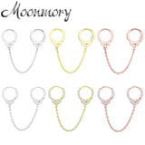 925 Silver Zircon Handcuffs Clip Earring Chain Lock Ear Cuff Jewelry