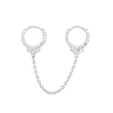 925 Silver Zircon Handcuffs Clip Earring Chain Lock Ear Cuff Jewelry