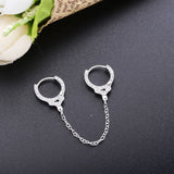 925 Silver Chain Zircon Ear Cuff Crystal Handcuff Clip On Earring
